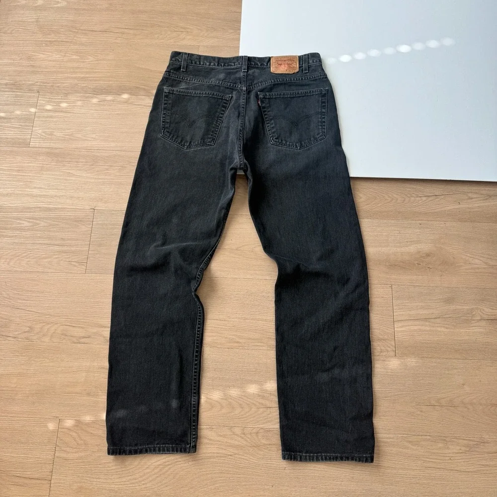 Levis 505 Regular Fit Straight Leg Jeans Faded Black Denim Mens 36x32 Cotton